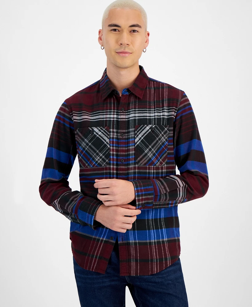 Sun + Stone Men's Olly Plaid Flannel Shirt, Created for Macy's