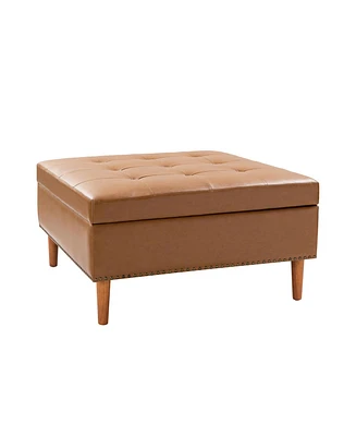 Hulala Home Constantine Modern Storage Tufted Cocktail Ottoman with Solid Wood Legs