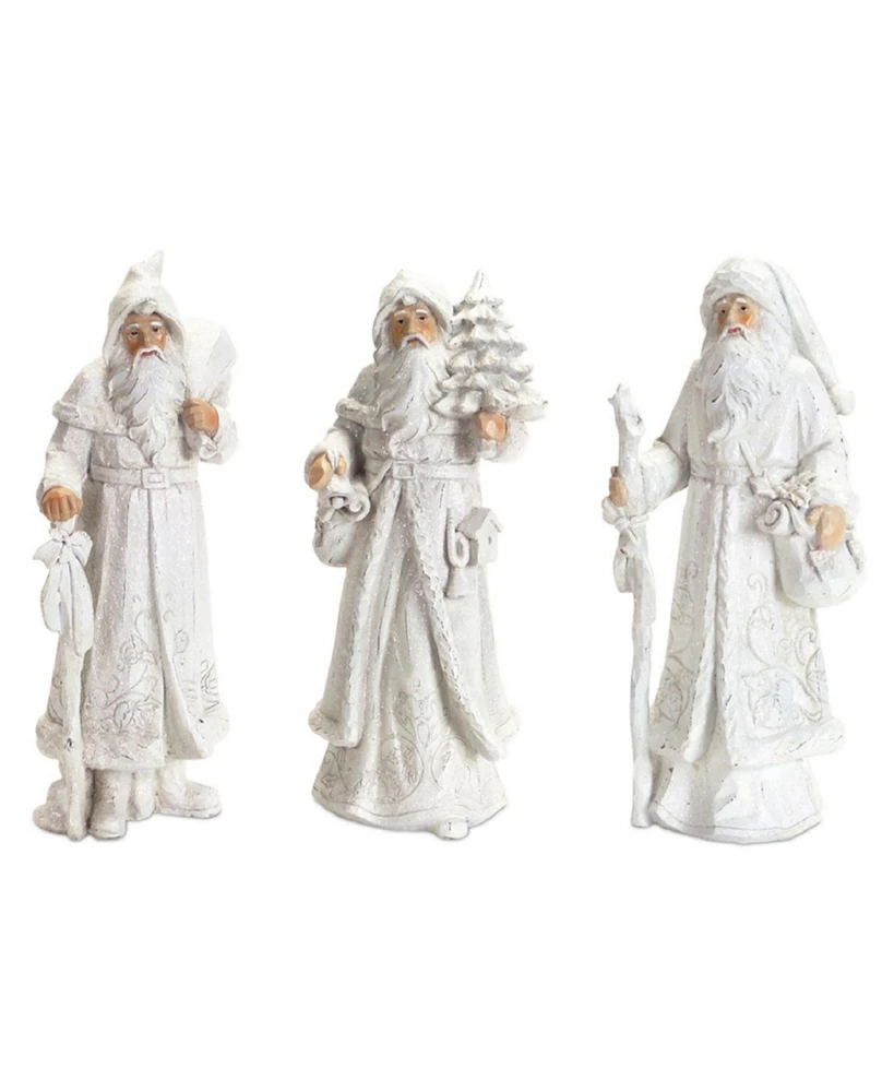 Slickblue Snowy White Winter Santa Figurine (Set of 3)