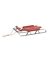 Slickblue Vintage Wooden Snow Sled - Red