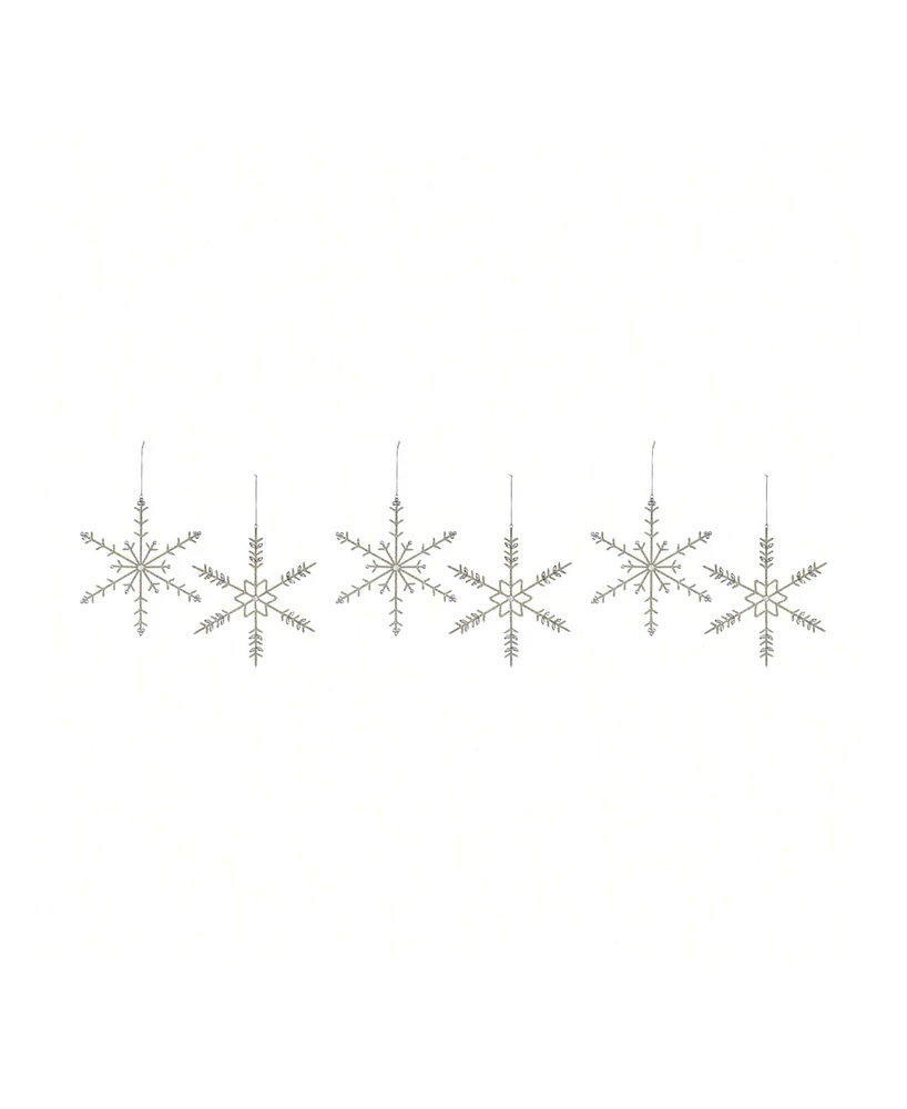 Slickblue Set of 6 Jewel Metal Snowflake Ornaments for Elegant Holiday Decor