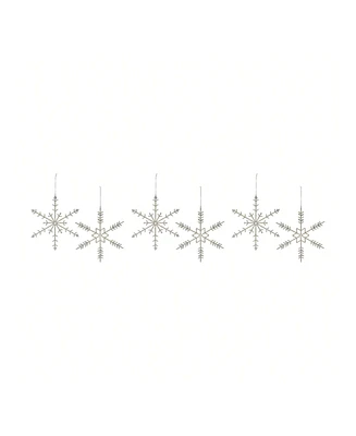 Slickblue Set of 6 Jewel Metal Snowflake Ornaments for Elegant Holiday Decor