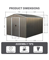 Mondawe 8x10ft Outdoor Metal Storage Shed Grey