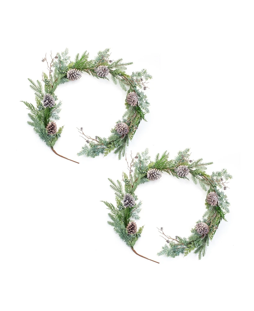 Slickblue Set of 2 Juniper and Pine Garlands: Festive Greenery for Holiday Decor