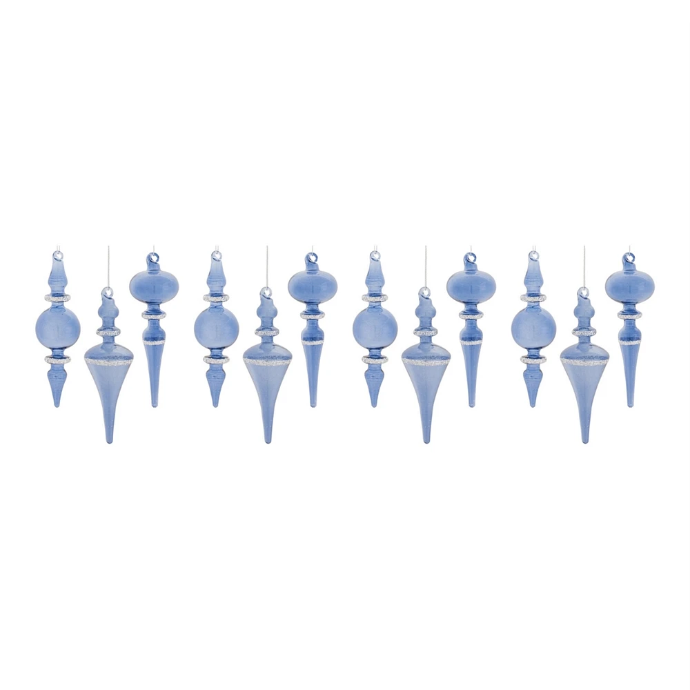 Slickblue Glass Finial Drop Ornament (Set of 12