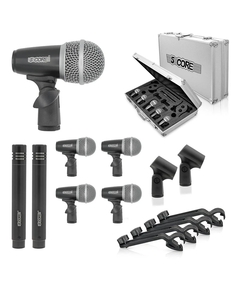 5 Core Drum Mic Kit 7 Piece Drumset Xlr Wired Dynamic Microphone Kick Bass