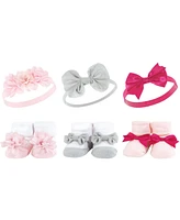 Hudson Baby Baby Girls Headband and Socks Giftset, Pink Flower