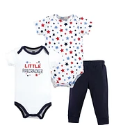 Hudson Baby Boys Cotton Bodysuit and Pant Set, Firecracker, Months