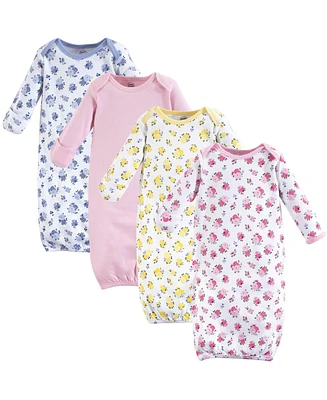 Luvable Friends Baby Girls Baby Cotton Long-Sleeve Gowns 4pk