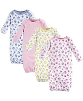 Luvable Friends Baby Girls Baby Cotton Long-Sleeve Gowns 4pk