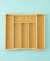 JoyJolt Bamboo Expandable Drawer Organizer for Kitchen Utensils