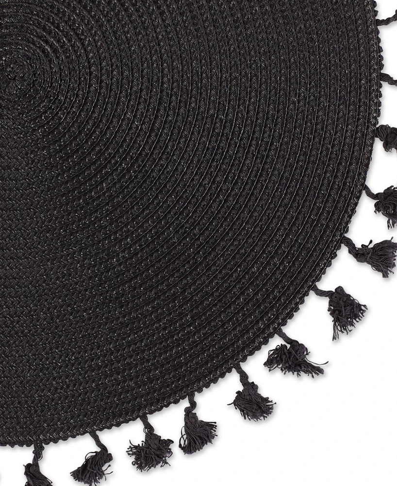 Design Imports Tassel Fringe Woven Round Placemat Set of 6