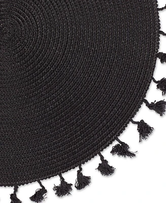 Design Imports Tassel Fringe Woven Round Placemat Set of 6