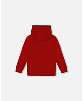 Deux par Big Boys Hooded T-Shirt With Zip Red Mix