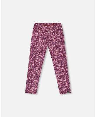 Deux par Toddler Girls Stretch Leggings Burgundy Printed Flowers - Toddler|Child