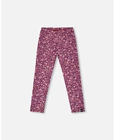 Deux par Toddler Girls Stretch Leggings Burgundy Printed Flowers - Toddler|Child