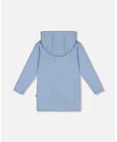 Deux par Little Girls Hooded Rib Tunic Light Blue - Toddler|Child