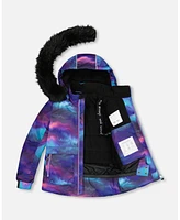 Deux par Toddler Girls Two Piece Snowsuit Printed Purple Aurora Borealis