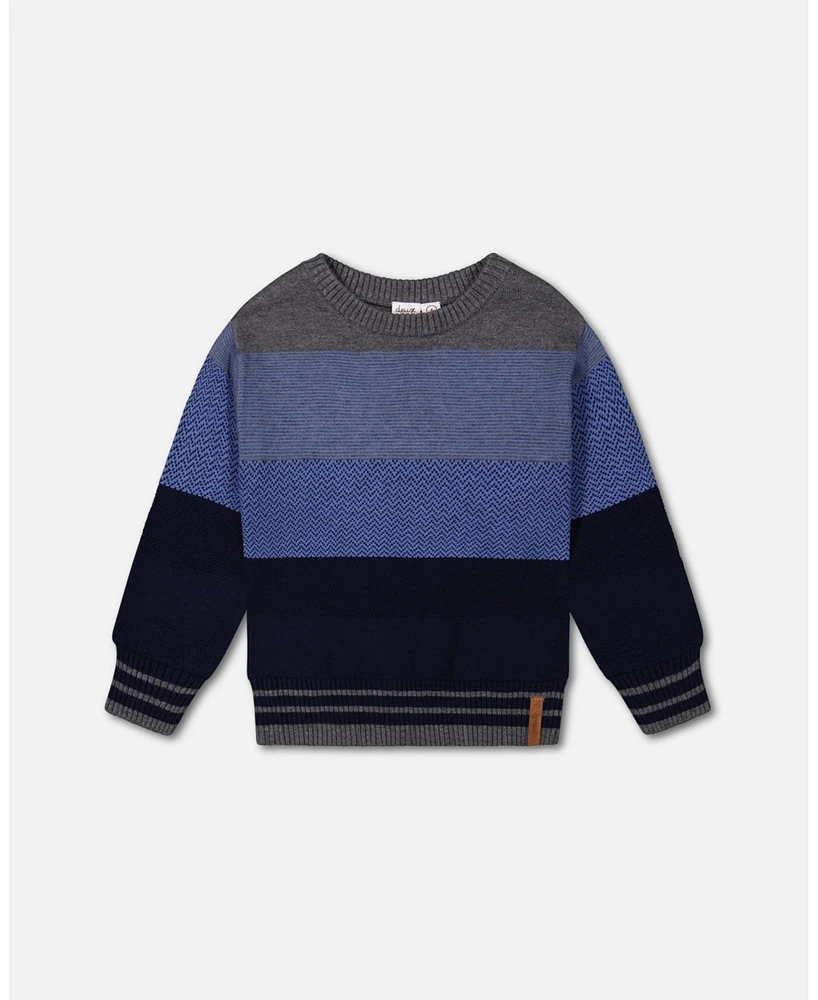 Deux par Big Boys Colorblock Sweater Blue Gradient