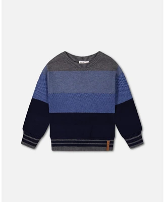 Deux par Big Boys Colorblock Sweater Blue Gradient