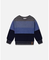 Deux par Big Boys Colorblock Sweater Blue Gradient