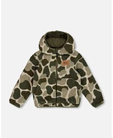 Deux par Big Boys Reversible Sherpa Jacket Camouflage Green