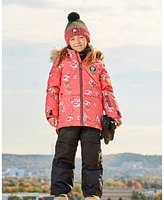 Deux par Toddler Girls Two Piece Snowsuit Black Printed Coral Flowers - Toddler|Child