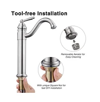 13-1/2" Single Handle Brushed Nickel Bathroom Vessel Sink Faucet Lavatory Swivel Spout