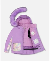 Deux par Big Girls Two Piece Snowsuit Lilac Printed Hearts