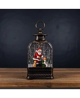 Slickblue Led Snow Globe Lantern With Santa And Dog 11.25"h