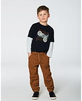 Deux par Baby Boys Stretch Twill Pleated Knee Jogger Pants Caramel Brown