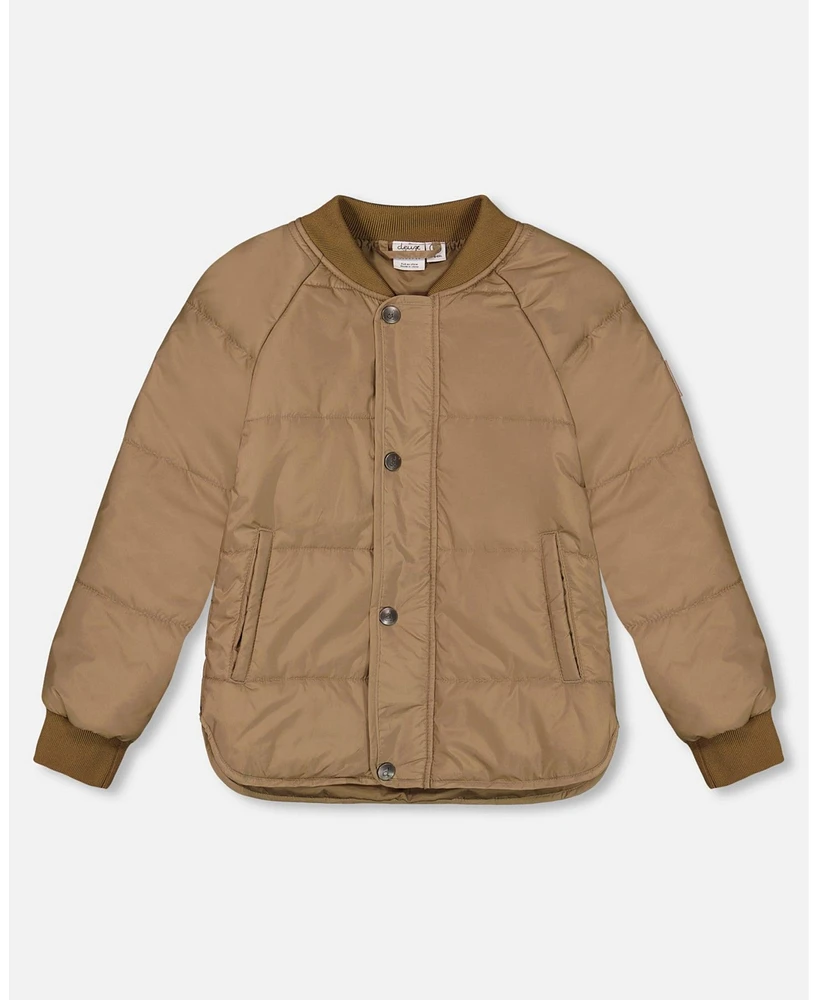 Deux par Big Girls Quilted Jacket Taupe