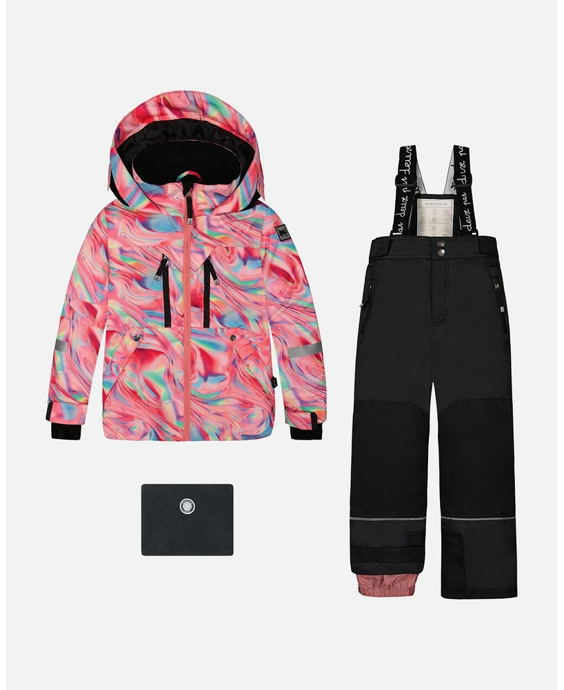 Deux par Big Girls Two Piece Technical Snowsuit Printed Marble And Black