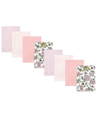 Hudson Baby Girls Cotton Poly Flannel Burp Cloths 8-Pack, Vintage Blossom, One Size - Vintage blossom 8