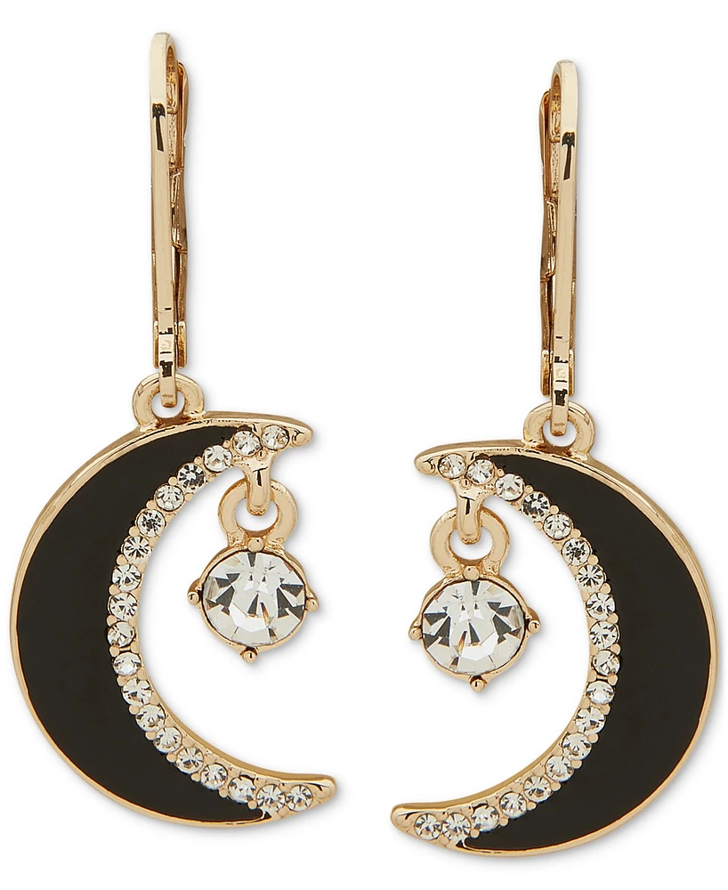 Karl Lagerfeld Paris Gold-Tone Crystal Moon Drop Earrings