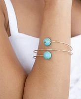 Ettika Turquoise Bead 18k Gold Plated Wire Cuff Bracelet