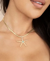 Ettika Turquoise Starfish Pendant Herringbone Chain Necklace