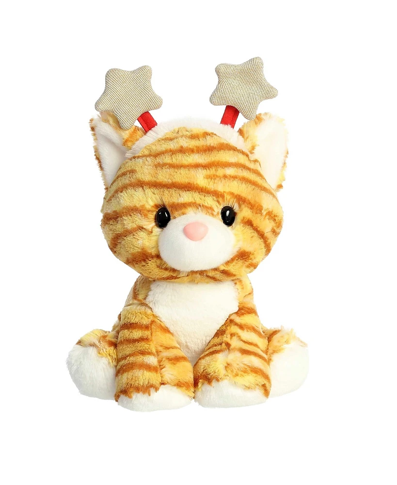 Aurora Small Christmas Trio Starry Tabby Holiday Festive Plush Toy Orange 8.5"