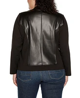 Belldini Black Label Plus Size Faux-Leather Moto Jacket