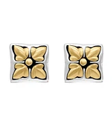 Devata Bali Flower Stud Earrings in Sterling Silver and 18K Gold