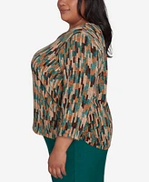 Alfred Dunner Plus Emerald Isle Chenille Vertical Texture Top