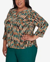 Alfred Dunner Plus Emerald Isle Chenille Vertical Texture Top