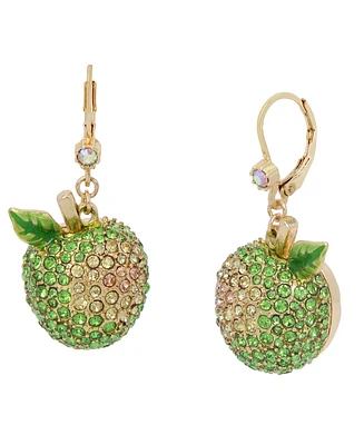 Betsey Johnson Faux Stone Apple Drop Earrings