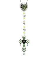 Betsey Johnson Faux Stone Cross Y Necklace