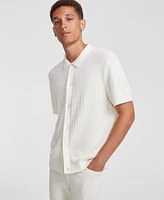 Michael Kors Men's Slim-Fit Racked Stitch Short-Sleeve Button-Down Shirt