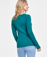 I.n.c. International Concepts Women's Lace-Up Ribbed-Knit Sweater, Created for Macy's
