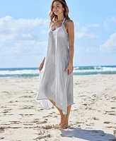 Cupshe Women's Sheer V-neck Midi Cover Up Slip Beach Dress