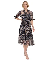 Calvin Klein Women's Printed Collared Midi Shirtdress