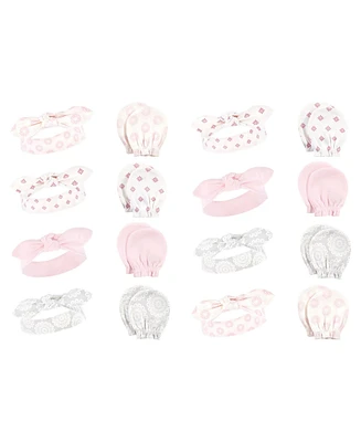 Hudson Baby Baby Girls 16Pc Headband and Scratch Mitten Set, Lace Medallion, 0-6 Months