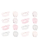 Hudson Baby Baby Girls 16Pc Headband and Scratch Mitten Set, Lace Medallion, 0-6 Months